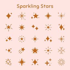 sparkling stars on a pink background with the words sparkling stars written below them in gold