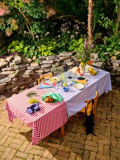 a table set up outside for a party