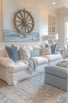 15 Aesthetic Modern Coastal Living Room Ideas Summer House Decorations, Beachy Decorating Ideas Coastal Style, Ocean Themed House, Coastal Farmhouse Living Room Decor, Beach Aesthetic Home, Beach Living Room Ideas, Beach Theme Living Room Coastal Style, Modern Coastal Living Room Ideas, Beach Themed Living Room