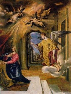 an image of a painting with angels in the background