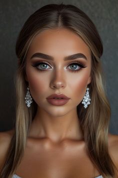 Glam Bride Makeup Hooded Eyes, Wedding Eyeshadow Looks, Boho Bride Makeup, Bold Wedding Makeup, Fall Wedding Makeup For Bride, Full Face Makeup Looks, Full Glam Bridal Makeup, Hollywood Glam Makeup