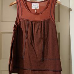 Raw Earth Wild Sky Ojai Tank Top Nwt Burnt Orange Color Beautiful Material Bohemian Brown Top For Layering, Bohemian Brown Tops For Layering, Brown Cotton Tank Top For Day Out, Brown Cotton Tank Top For Spring, Spring Brown Cotton Tank Top, Burnt Orange Top, Fairy Halloween, Burnt Orange Color, Cotton Tank Top