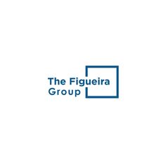 the figuera group logo on a white background with blue letters and an image of a