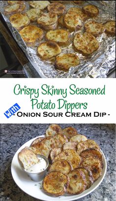 Crispy Skinny Seasoned Potatoes Dippers Bag Of Potatoes, Sour Cream Dip, Potato Slices, Cream Dip, Seasoned Potatoes, How To Make Potatoes, Starters Recipes, Potato Dishes