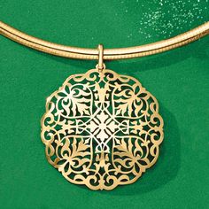 Ross-Simons - Italian 14kt Yellow Gold Filigree Medallion Pendant. Our glowing medallion-style pendant from Italy shines in 14kt yellow gold with a beautiful filigree pattern. Wear alone or as the statement piece in a trending layered look. Single bale fits chains up to 3.5mm, sold separately. 14kt yellow gold filigree pendant. Elegant Etched Yellow Gold Jewelry, Elegant Filigree Medallion Jewelry, Luxury Medallion Jewelry With Filigree, Elegant Etched Yellow Gold Necklace, Gold Filigree Medallion Jewelry, Luxury Jewelry With Filigree And Round Pendant, Luxury Round Pendant Jewelry With Filigree, Luxury Filigree Jewelry With Round Pendant, Luxury Filigree Medallion Jewelry