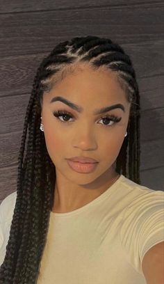 Ethiopian Cornrows, Braided Hairstyles Light Skin, Cornrows In The Front Box Braids In Back, Braids For Round Faces, Small Fulani Braids, Half Head Braids, Boho Cornrows, Mexico Braids, Cute Box Braids