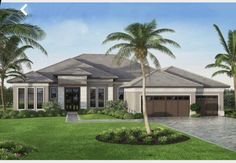 this is an artist's rendering of the front elevation of these tropical home plans