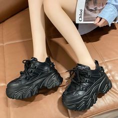 8 cm Fashion Women's Chunky Sneakers Black White Platform Tennis Shoes for Women Thick Bottom Breathable Sports Dad Shoes White Platform Tennis Shoes, Tennis Shoes For Women, Platform Tennis Shoes, Platform Tennis, Womens Low Heels, Fashion Shoes Sneakers, Tennis Fashion, White Platform, Dad Shoes