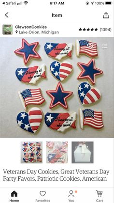 cookies decorated in the colors of the american flag are on sale for $ 3 99