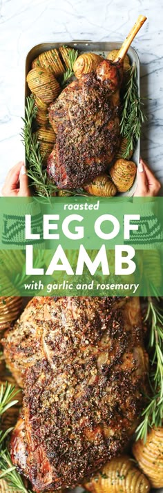 the cover of leg of lamb with garlic and rosemary