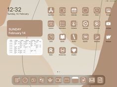 the calendar is displayed with icons for each month and date in brown, white or tan colors