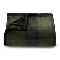 a blanket that is green and black