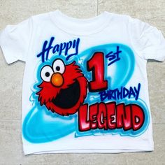 airbrush custom spray paint  Airbrush Elmo Birthday Shirt Design shirts hats shoes outfit  graffiti 90s 80s design t-shirts  Airbrush Brothers Shirt Elmo Birthday Shirts For Family, Elmo Birthday Shirt, Elmo Shirt, Elmo Birthday Party Boy, Desi Party, Lego Batman Birthday, Birthday Shirt Design, Airbrush Shirts, Hulk Birthday