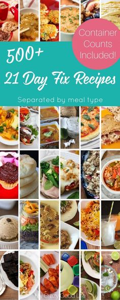 a collage of pictures with the words, 300 + day fix recipes on it