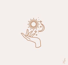 a hand holding a sun and stars in it