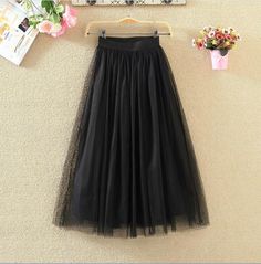 Vintage Elastic High Waist Mesh Long Pleated Tulle Skirt Tulle Skirt Women, Organza Dresses, Black Tulle Skirt, Pleated Tulle Skirt, Gonna In Tulle, Pleats Pattern, Tulle Long Skirt, Tulle Skirt Black, Vintage Silhouette