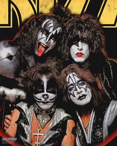 the kiss band with their faces painted on