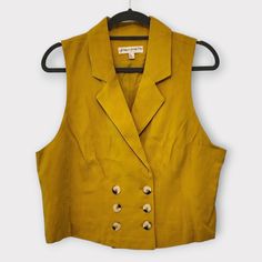 Seriously Adorable Free People Gabbie Vest Golden Yellow Cropped Vest Double Button Closures Classic Collared Neckline Slim Fit 100% Lyocell New Without Tags Msrp $78 Yelow Vest, Neckline Slimmer, Free People Jacket, Cropped Vest, Golden Yellow, Gold Yellow, Free People, Jackets & Coats, Slim Fit