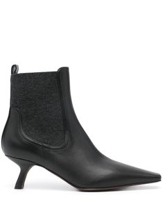 black calf leather signature Monili chain detail ankle-length pull-tab at the heel elasticated side panels sculpted heel pointed toe 2024 Wardrobe, Ankle Boots Black, Chanel 2, Iconic Bags, Summer Beach Wear, Flat Boots, Ballet Flat Shoes, Pump Sandals, Side Panels