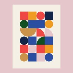 an abstract geometric design with circles and rectangles