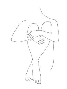 a line drawing of a woman holding her arm