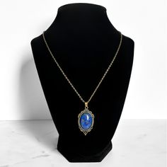 Lapis Lazuli Pendant Necklace | Antique Silver or Gold | 24" Chain Higher Knowledge + Third Eye + Psychic Abilities + Transformation Carry your intentions wherever you go with a handmade Lapis Lazuli pendant necklace. Each pendant is custom made with an antique gold or silver filigree base and comes with an 24" chain with lobster clasp fastening. Known as the "Wisdom Stone" and said to contain the soul of the gods, Lapis Lazuli has been favored by royals, artists, and magical practitioners throu Chain Necklace With Large Oval Pendant For Gift, Oval Pendant Chain Necklace For Gifts, Oval Pendant Chain Necklace Perfect For Gifts, Handmade Spiritual Chain Necklace For Gift, Spiritual Brass Chain Necklace Gift, Spiritual Brass Chain Necklace As Gift, Spiritual Brass Chain Necklace For Gift, Spiritual Oval Pendant Metal Necklace, Oval Pendant Lapis Lazuli Jewelry Gift