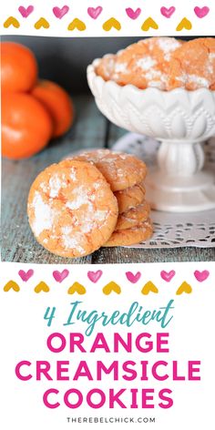 orange cremesicle cookies on a white plate