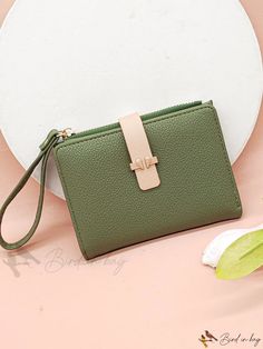 Bird in Bag - Contemporary Elegant Casual Wallet with Hand Plush Function and Chain for College Students Green Coin Purse For Daily Use, Green Wallet With Mobile Phone Bag As Gift, Trendy Green Coin Purse For Daily Use, Green Zipper Clutch Wallet, Square Everyday Wallets, Green Rectangular Wallets For Daily Use, Green Clutch Wallet With Card Slots, Green Shoulder Bag With Card Slots For Daily Use, Trendy Green Wallet With Removable Pouch