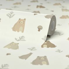 a roll of tape with bears and mushrooms on it