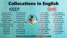 a poster with the words collocations in english and give them a chance