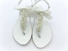 Wedding Pearl Sandals/ White Sandals Decorated With Ivory - Etsy Greece Bridal Shoes Flats Sandals, Bridesmaid Shoes Flat, Bridesmaid Flats, Romance Perfume, Sandals Bridal, Bridesmaid Sandals, Flat Sandals Wedding, Shoes Bridesmaid, Sandals Greek