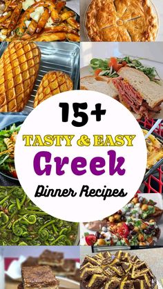 many different types of food are shown with the words tasty and easy greek dinner recipes