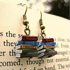 the book earrings are made out of books