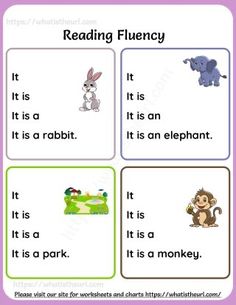 reading flueny worksheet with pictures and words to help students learn how to read