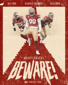 the poster for beware featuring two football players