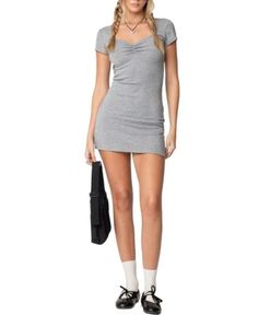 Edikted Natelie Mini Dress Gray Dress, Pick Up, In Store, Buy Online, Mini Dress, V Neck, Womens Dresses, Grey, Free Shipping