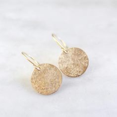 Raw Silk Textured Gold Disc Earrings Gold Hammered Circle Earrings, Gold Brass Round Disc Earrings, Hammered Round Disc Earrings For Gift, Gold Circle Earrings 14k Gold Filled, Hammered Round Disc Earrings As Gift, Hypoallergenic Gold Brass Earrings, Yellow Gold Brass Round Disc Earrings, Gold Round Disc Earrings For Pierced Ears, Gold Circular Earrings As Gift