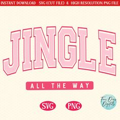 an image of the word jungle all the way on a white background with pink lettering