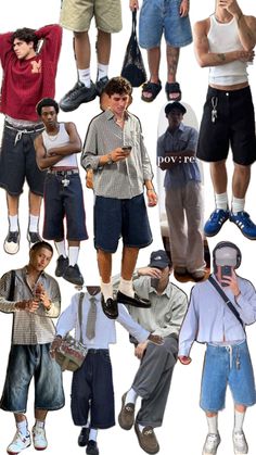 Late spring/summer outfit mood board 대학생 스타일, Outfit Mood Board, Baggy Jean Shorts, Y2k Outfits Men, Jorts Y2k, Long Jean Shorts, Guy Fits, Mens Summer Outfits, Baggy Jean