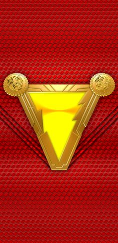 a red and gold superman logo on a red background