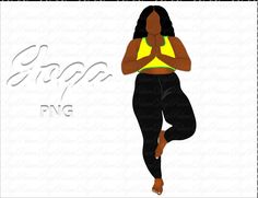 a woman in black and yellow yoga clothes with her hands clasped up to her chest