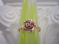 Rose Diamond Rings For Anniversary, Rose Gold Diamond Ring With Rose Design, Diamond Rings With Rose Design For Promise, Diamond Promise Ring With Rose Design, Diamond Rose Design Promise Ring, Adjustable Rose Design Flower Ring, Formal Flower-shaped Rose Design Ring, Rose Flower Ring For Anniversary, Fine Jewelry, Japanese Rose Ring