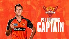 a man standing in front of an orange background with the words pat cumkins captain