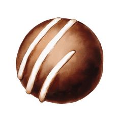 there is a chocolate ball with white stripes on it