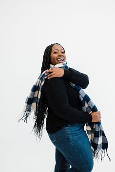 Seriously, is there anything that says “fall is here!” more than a buffalo plaid scarf? The Lorelai is super soft, never scratchy, and features adorable tassels at each end. And the navy and cream pattern means pairing it with your other outfits will be a breeze! Details: 63” wide x 24” long Trendy Blue Scarf For Fall, Blue Scarves For Fall, Cute Plaid Scarf, Plaid Flannel Scarf, Fall Plaid Shawl Scarf, Buffalo Plaid Scarf, Blue Plaid Scarf, Pattern Meaning, Fall Is Here