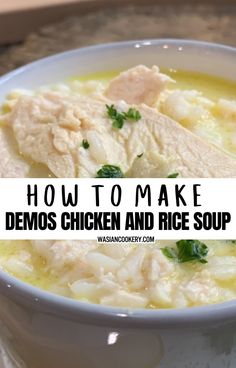 Chicken and Rice Soup Chicken And Rice Soup Demos, Demo’s Chicken And Rice Soup, Restaurant Style Cream Of Chicken Rice Soup, Copycat Demos Chicken And Rice Soup, Cream Soup Base Recipe, Demos Soup Recipe, Demos Chicken And Rice Soup, Chicken And Rice Soup Crockpot, Demos Chicken And Rice Soup Recipe