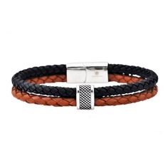 Mens Black And Brown Leather Stainless Steel Bracelet Size: one size. Color: Metal Type. Gender: male. Age Group: adult. Mens Leather Bracelet, Men's Jewelry, Steel Bracelet, Bracelet Sizes, Stainless Steel Bracelet, High Quality Leather, Jewelry Branding, Leather Men, Types Of Metal