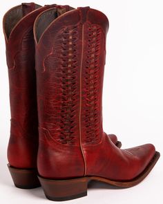 Shyanne® Women's Leather Laced Western Boots, Red Fall Lace-up Boots With Snip Toe And Reinforced Toe, Fall Lace-up Boots With Reinforced Snip Toe, Fitted Lace-up Boots With Reinforced Toe, Western Lace-up Boots With Snip Toe For Fall, Fitted Western Lace-up Boots For Fall, Western Style Fitted Lace-up Boots For Fall, Western Style Leather Lace-up Boots With Snip Toe, Western Lace-up Boots With Reinforced Toe, Western Boots Women