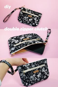 the zipper clutch purse pattern is easy to sew and can be used as a wrist bag