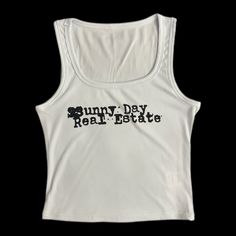 a white tank top with the words sunny day real estate on it's chest